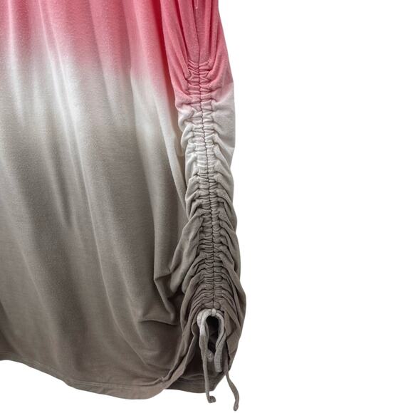 Sunday Super Soft Coral to Beige Ombré 3/4 Sleeve Ruched Side Shirt Top Size 1X - Picture 2 of 8